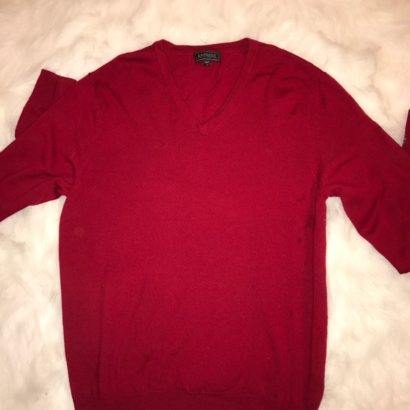 Men's Vneck Red Express Sweater - Picture 2 of 4